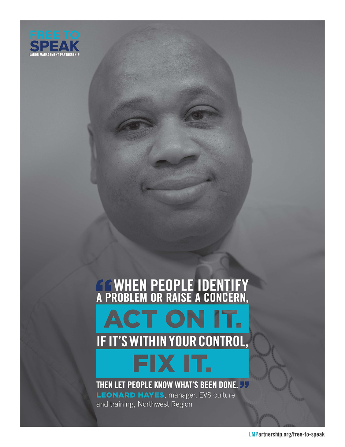 smiling man with quote