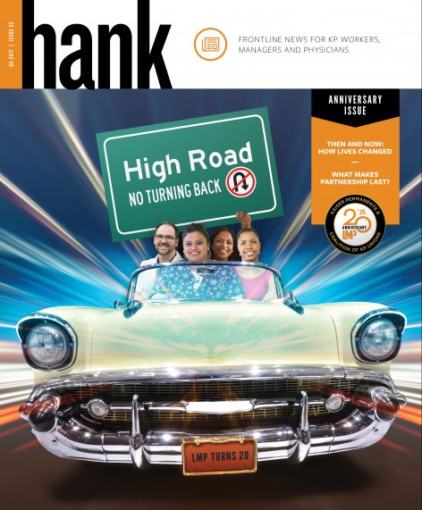 Hank magazine cover - four smiling people in a classic car