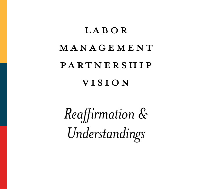 Report cover: Labor Management Partnership Vision Reaffirmation and Understandings