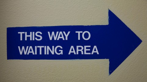 Waiting area sign.